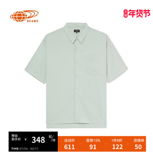 BEAMS男装纯色短袖衬衫2025夏季新款简约复古宽松衬衫010201XO