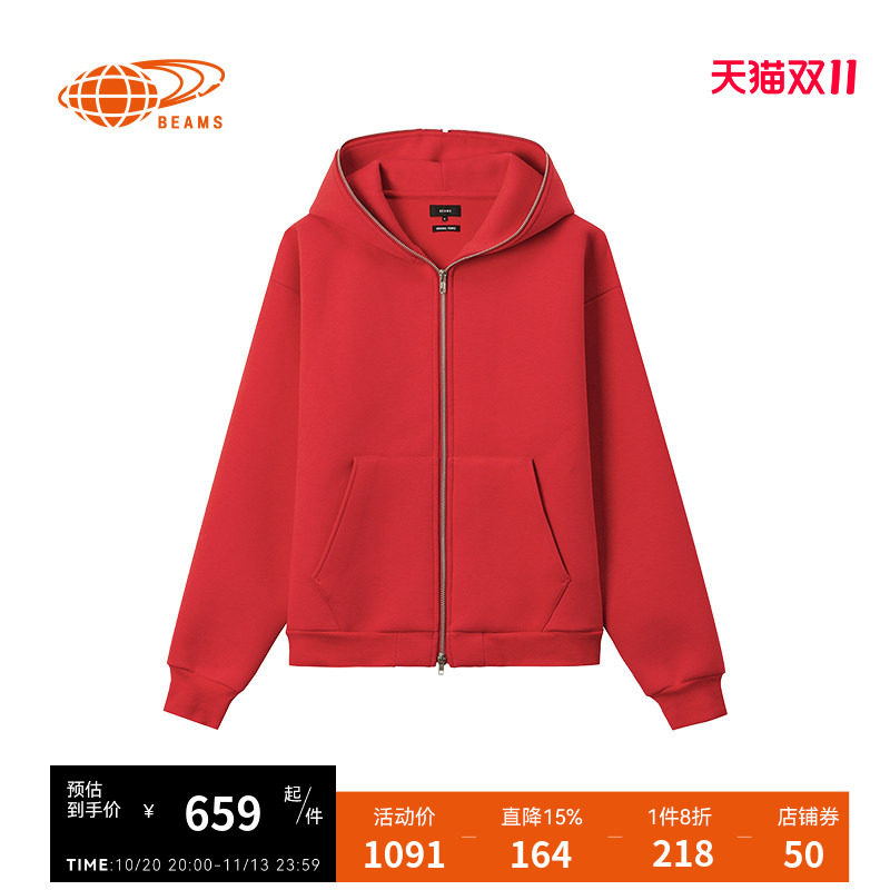 BEAMS连帽拉链卫衣时尚活力