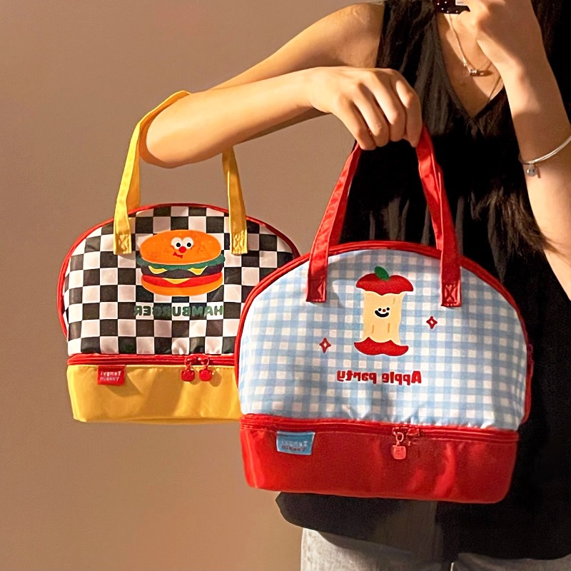 汉堡堡便当包双层保温饭盒袋学生