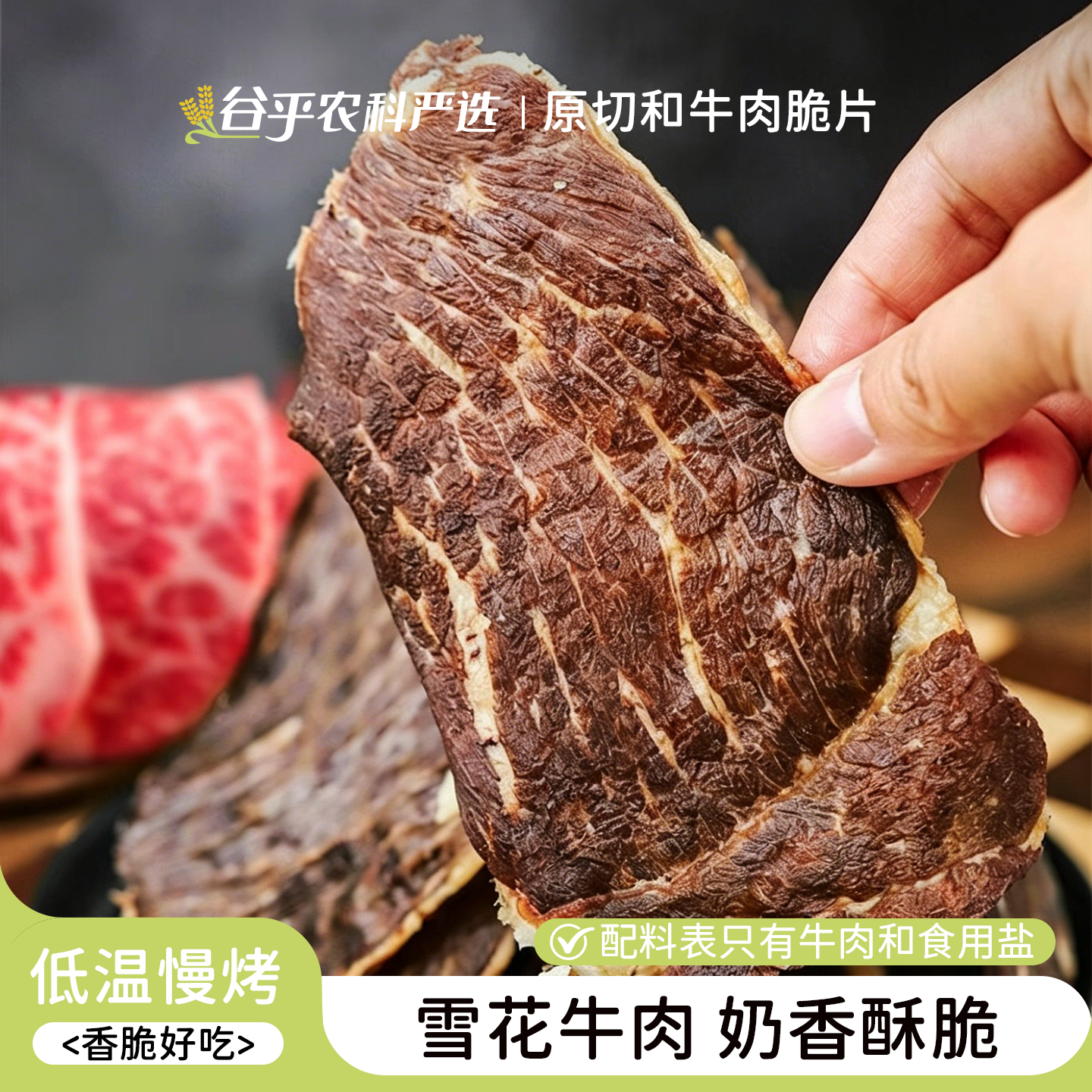 和牛脆脆牛肉片内蒙古薄脆风干牛肉干片休闲零食高蛋白食味的初相