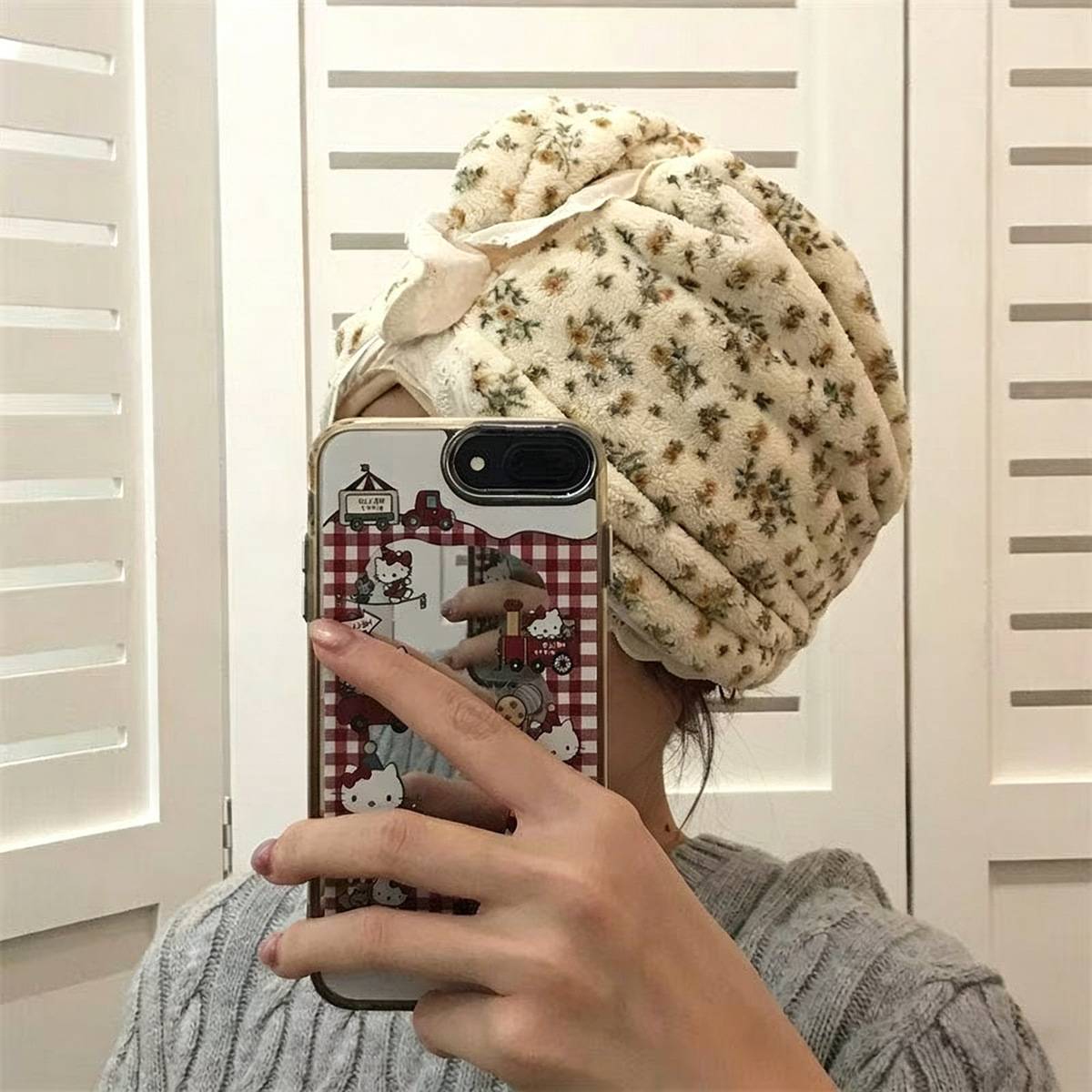 复古小众碎花干发帽女加厚吸水不掉毛蕾丝花边洗澡套头浴帽干发巾