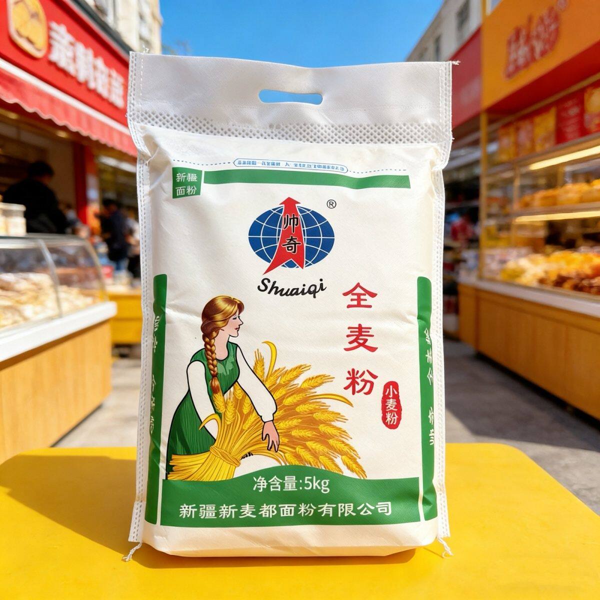全麦粉-新疆帅奇全麦粉含麸皮麦芯胚芽5kg粗粮帅奇新疆全麦粉面粉