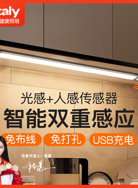 ltaly新款人体感应橱柜LED灯无线充电灯条自粘厨房衣柜展示酒柜灯