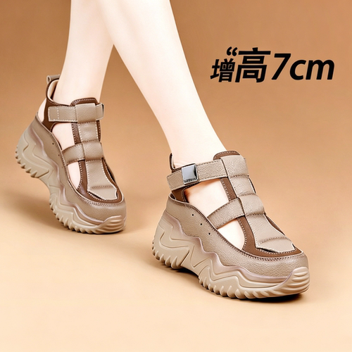 夏季7cm厚底透气罗马凉鞋女款