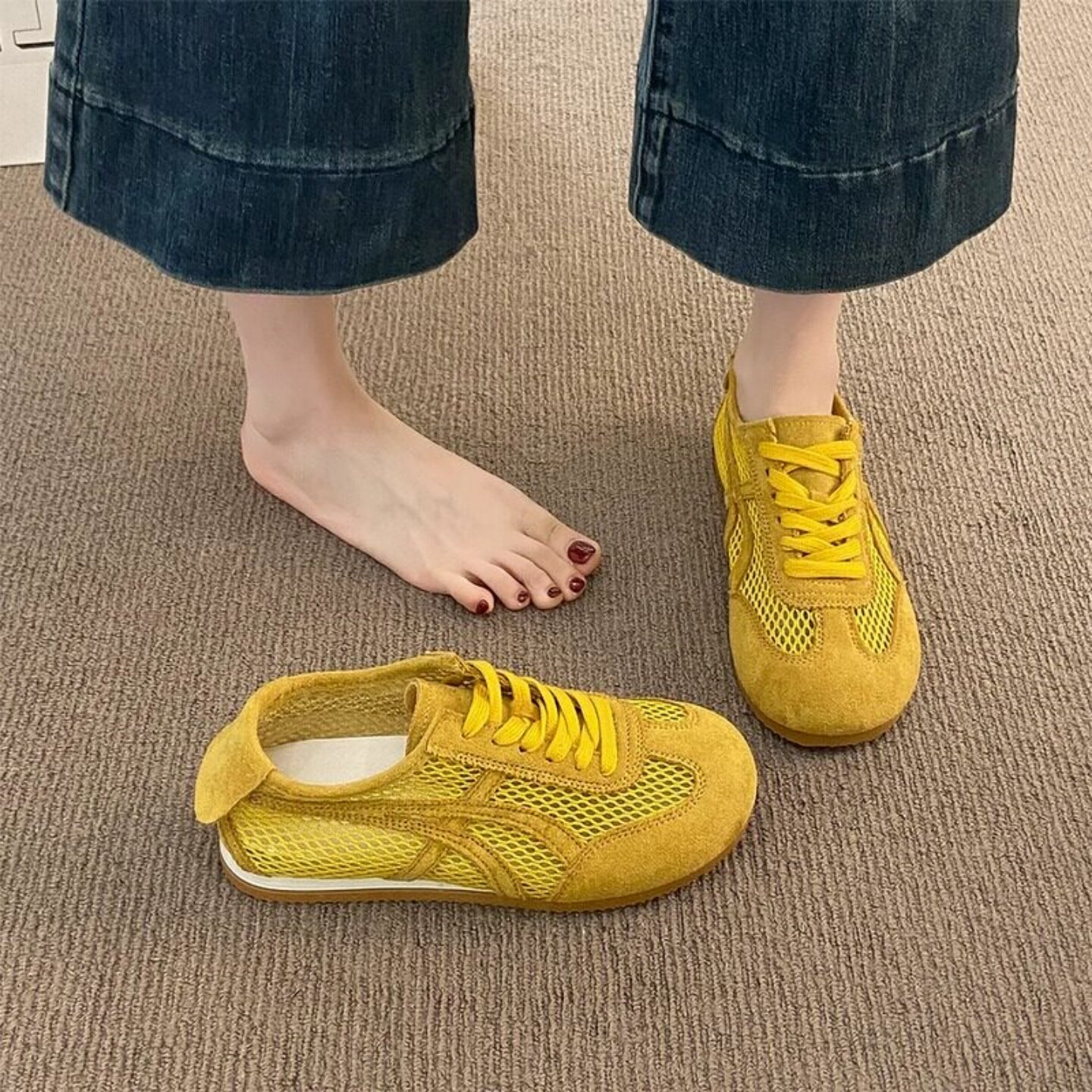 平底德训鞋女款2026夏季新款薄款爆款网面透气休闲阿甘鞋运动板鞋