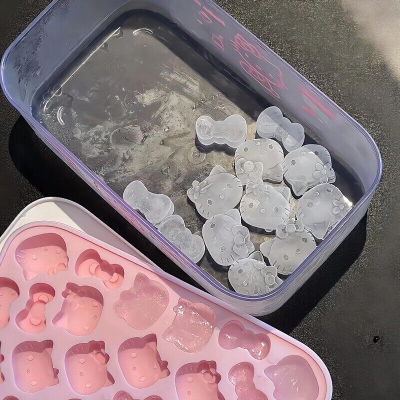 KT猫冰块模具家用食品级冰格密封带盖按压式可拆卸硅胶自制冰神器