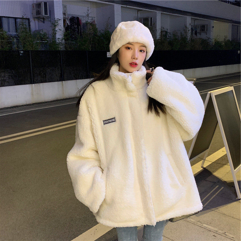 2024秋冬季新款韩版仿羊羔毛绒外套宽松显瘦大衣女加厚卫衣外套女