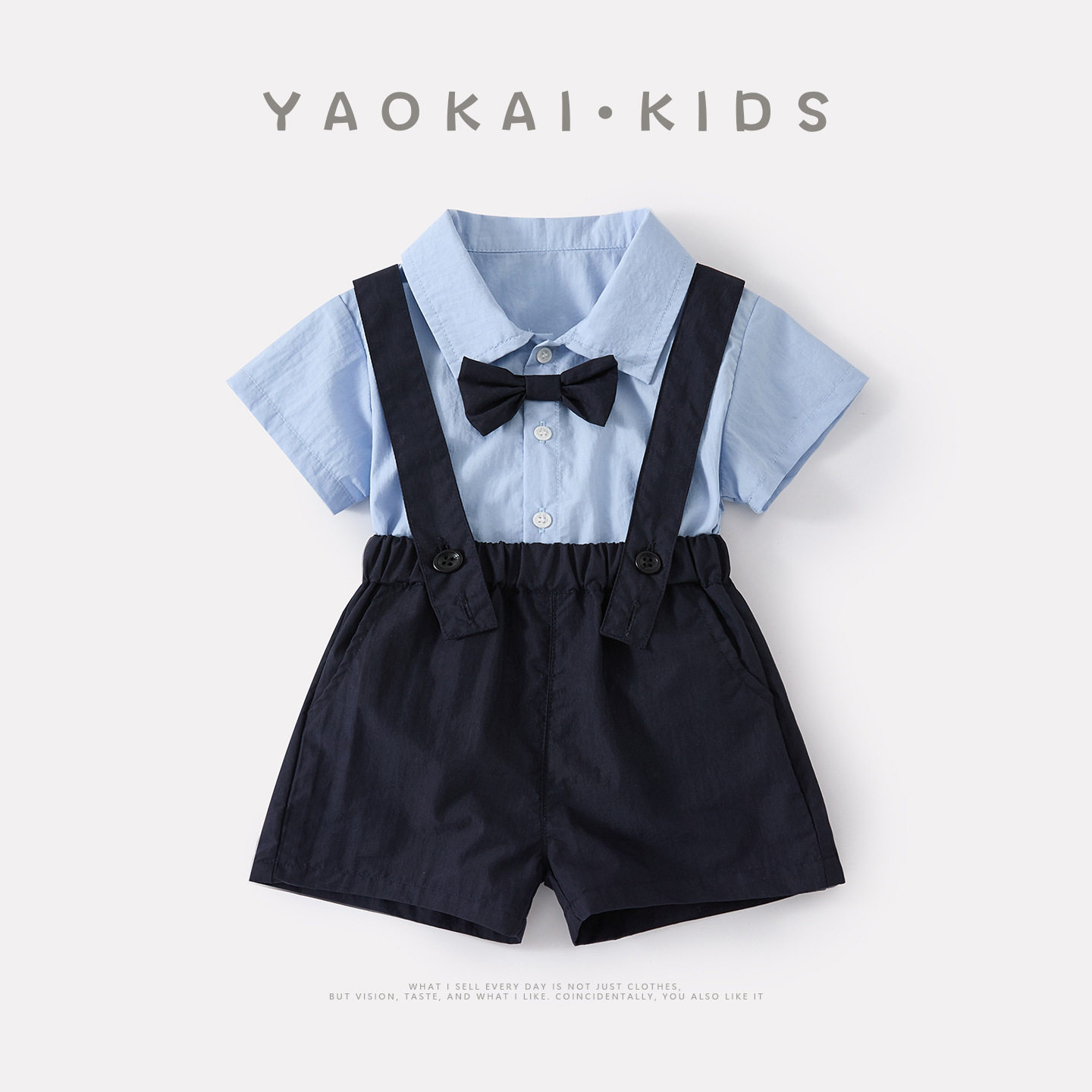 2026夏季薄款婴幼儿学院风套装宝宝洋气蝴蝶结衬衫背带短裤两件套