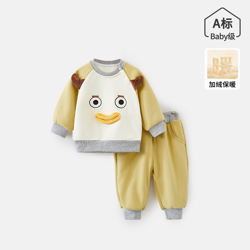 婴儿衣服秋冬分体套装加绒婴幼儿宝宝男宝女宝上衣裤子秋季
