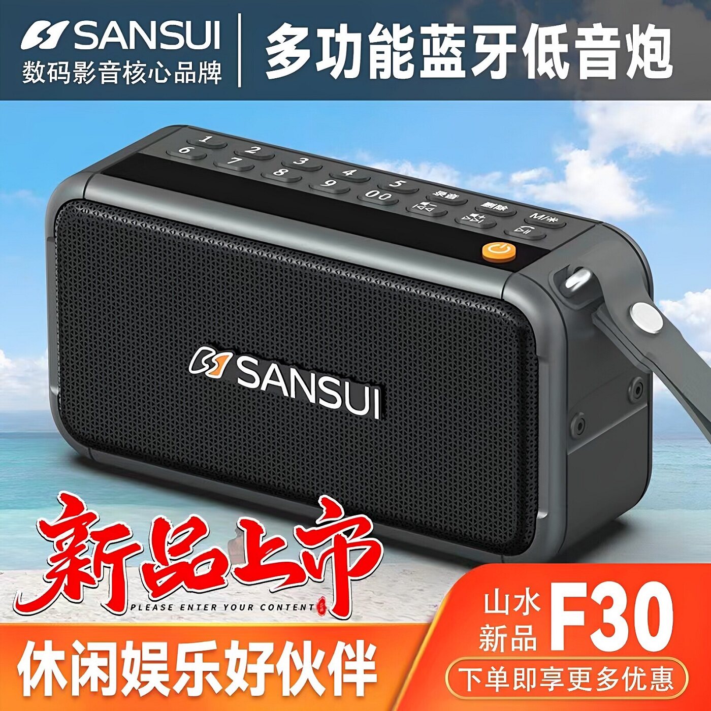山水F30 便携FM收音机蓝牙插卡U盘太极晨练音箱双喇叭低音炮听书