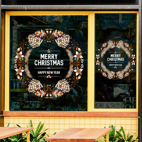 双面彩色静电无胶环保便捷 圣诞简约装扮