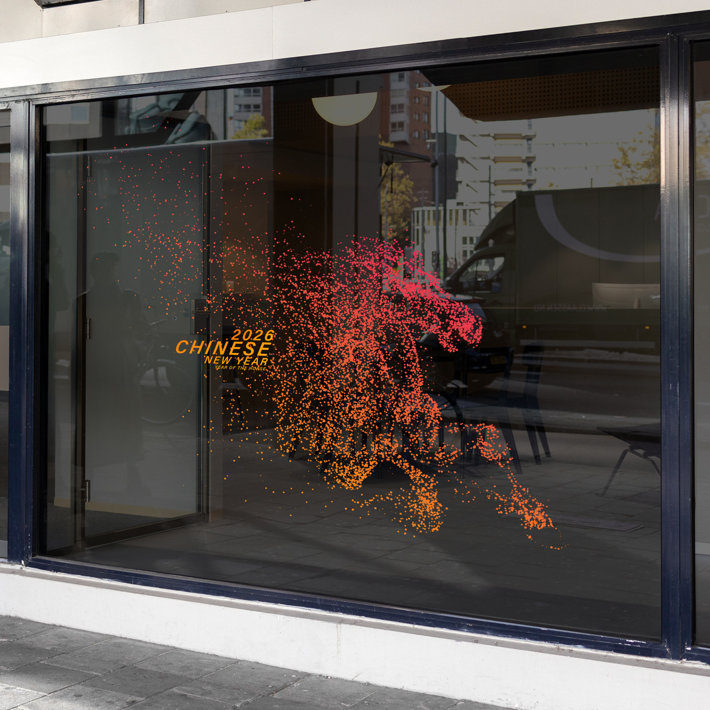 马年抽象点艺术图案新年装饰玻璃橱窗贴饰4S店售楼处落地窗静电贴,家居饰品,软装墙贴,淘宝优惠券,粉丝福利购,淘宝优惠卷
