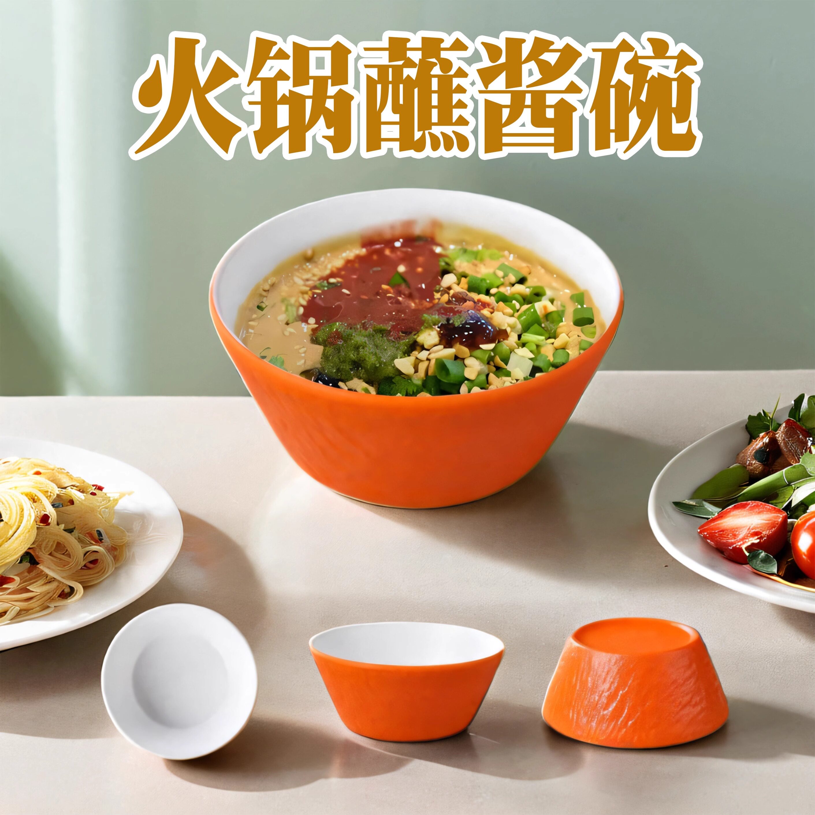 柏邦密胺双色火锅蘸料碗密胺餐具