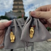 古法佛手项链转运招财佛手印护身符吊坠挂件无畏小挂件鎏金佛掌印