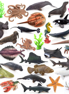 跨境仿真海洋生物模型大白鲨鲨鱼巨齿鲨鲸鲨虎鲨蓝鲸玩具摆件教具