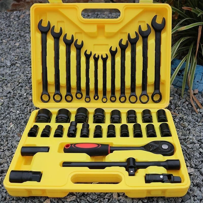 赣源手动套筒扳手32件组工具8-mm汽车修理组合装车载家用X37件套