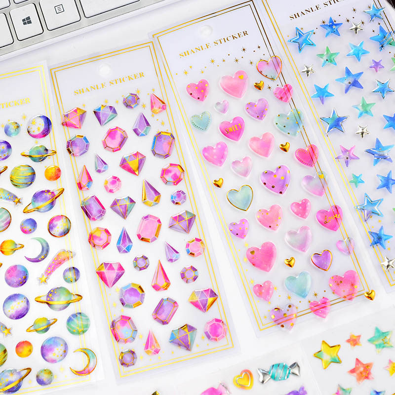 闪亮爱心钻石宝石星星五角星水晶贴纸儿童女孩立体烫金星空粘贴画,玩具/童车/益智/积木/模型,贴纸,淘宝优惠券,粉丝福利购,淘宝优惠卷