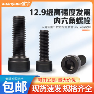 12.9级内六角螺丝高强度圆柱头螺栓DIN912发黑杯头螺钉M3M4M5 M30