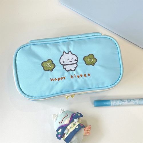 日系可爱四叶草幸运刺绣笔袋高颜