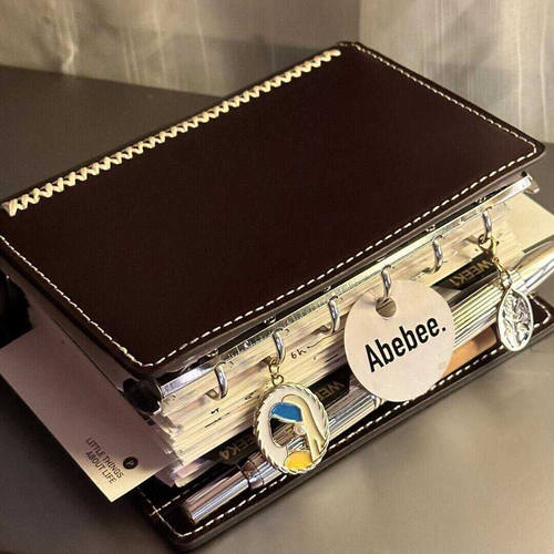 黑巧A7双环活页手账本皮质创意深