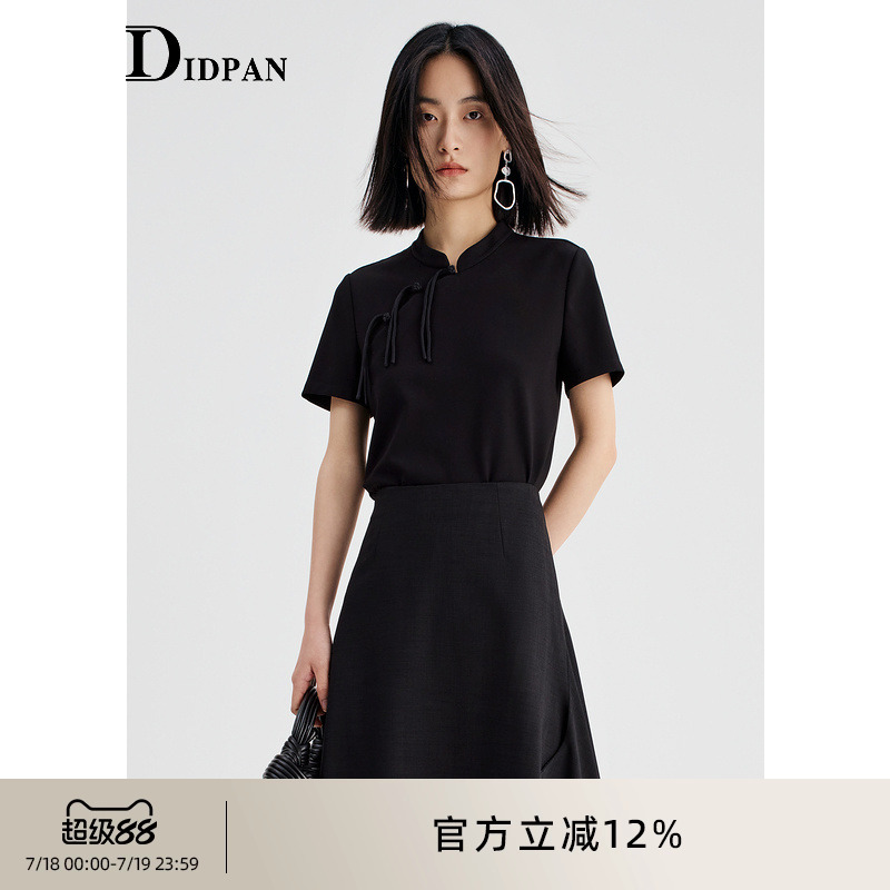 IDPAN新中式盘扣上衣夏季新款时尚通勤高级感黑色国风上衣女