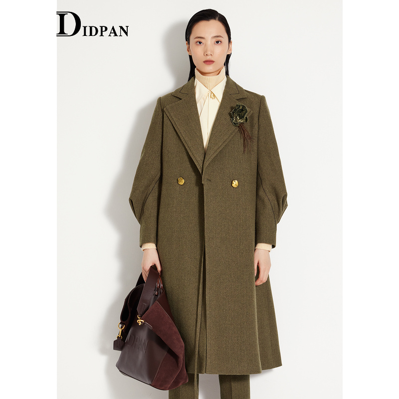 IDPAN设计感通勤长款羊毛大衣