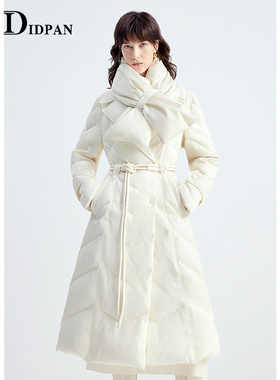 IDPAN简雅白鹅绒羽绒服收腰显瘦保暖防寒长款外套2025冬季新款