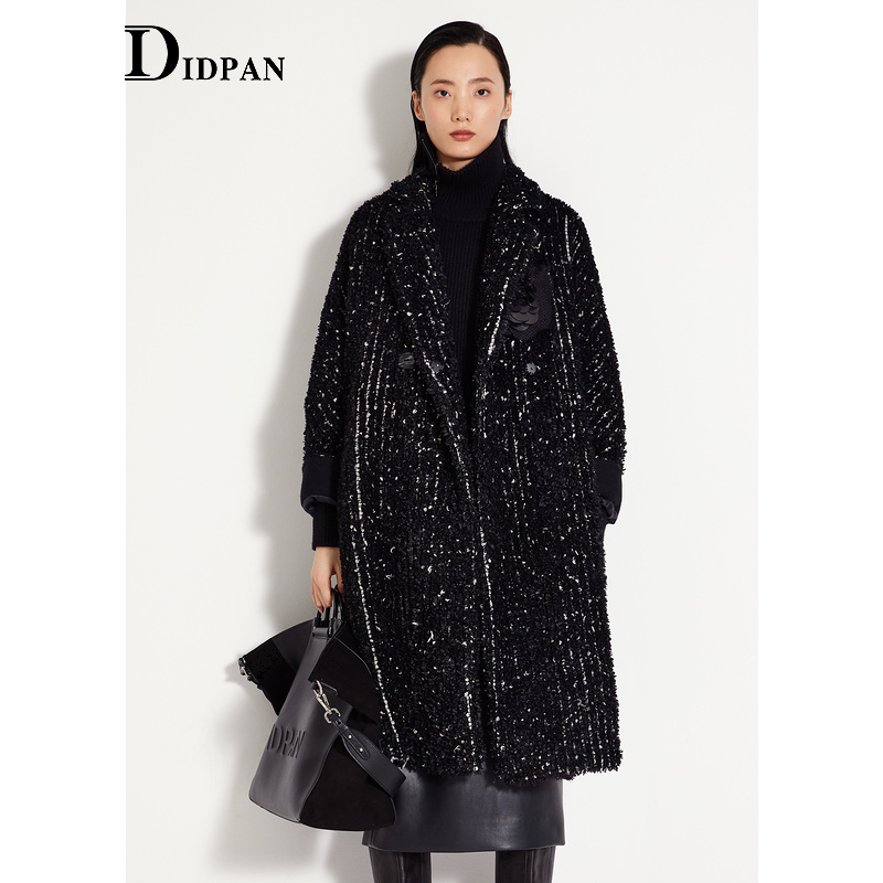 IDPAN拼接撞色高级长款大衣