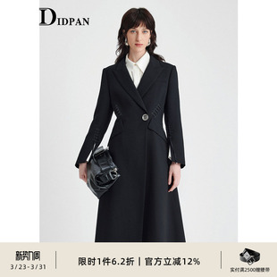百搭高级感通勤西装 时尚 领黑色外套女 新款 IDPAN羊毛大衣冬季