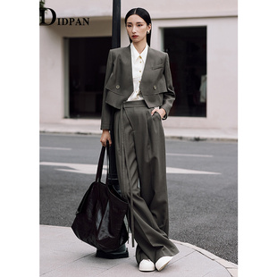 高腰直筒阔腿裤 新款 时尚 通勤气质垂坠感西装 IDPAN阔腿裤 裤 25秋季