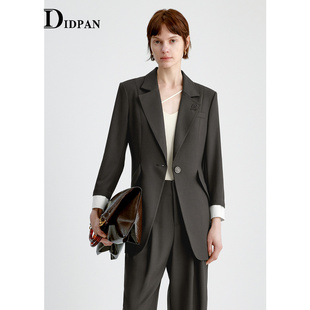 IDPAN羊毛极简西装 职业上衣 外套女25冬设计感通勤收腰修身