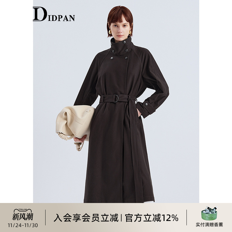 IDPAN长款大立领风衣外套25冬时尚廓形英伦风高级感外套女