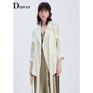 个性 IDPAN淡人西装 时尚 新款 胸花气质通勤高级感薄西服女 2025季