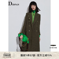 IDPAN女裝商場同款冬高級感外套顯瘦時尚通勤設計感千鳥格長大衣
