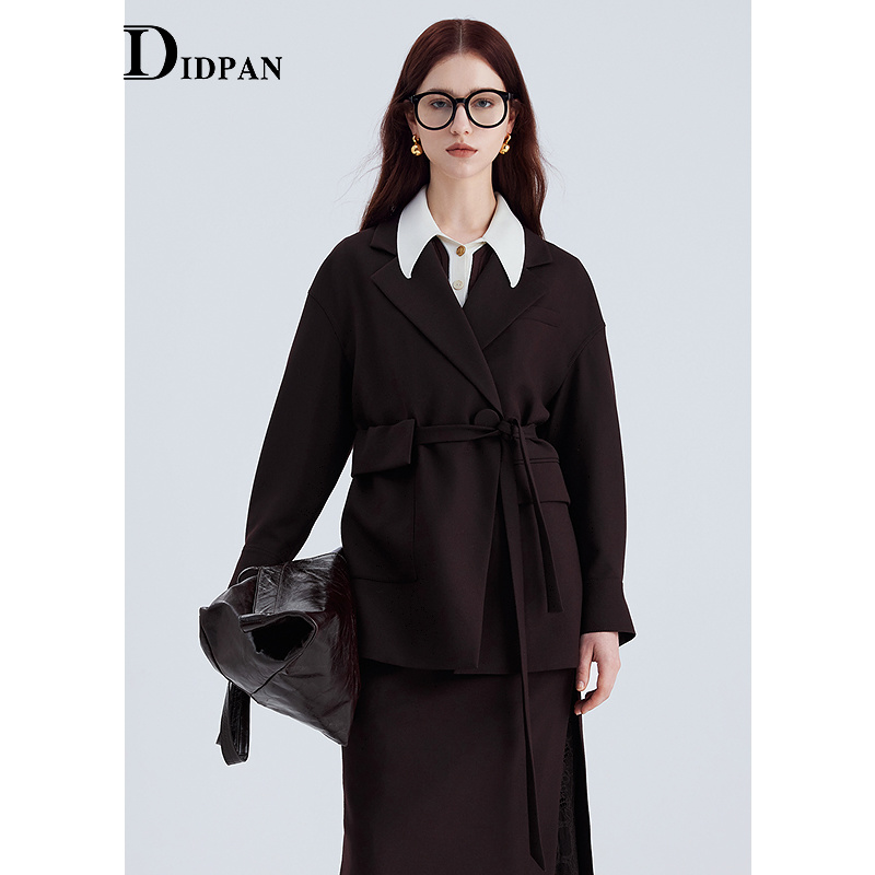 IDPAN廓形西装2025季新款时尚率性精致通勤松弛感羊毛西服女装