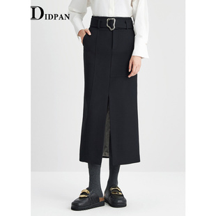百搭通勤女半身裙直筒显瘦包臀裙 时尚 IDPAN黑色简约西装 裙新款