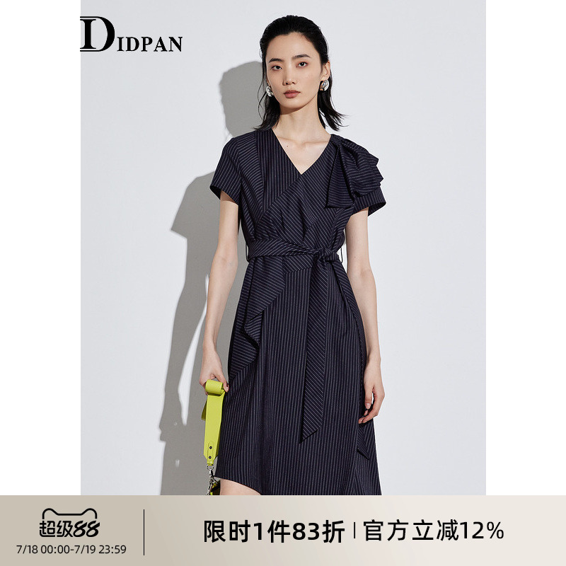 IDPAN女装时尚通勤短袖连衣裙