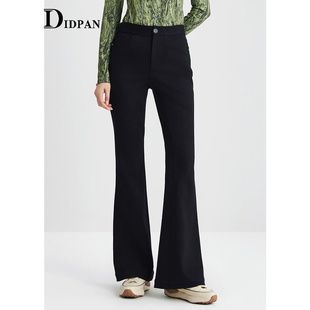 百搭通勤气质复古显瘦黑色裤 IDPAN微喇牛仔裤 时尚 新款 子 冬季