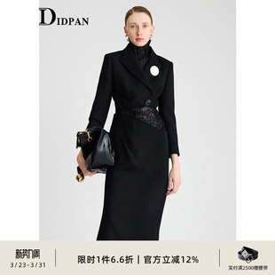 干练职场通勤百搭黑色西装 IDPAN时尚 新款 冬季 半裙两件套 套装