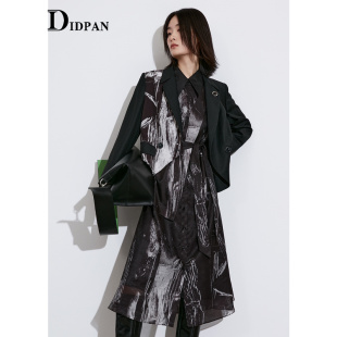 商场同款 印花衬衫 时尚 显瘦薄款 领连衣裙女 气质修身 IDPAN品牌女装