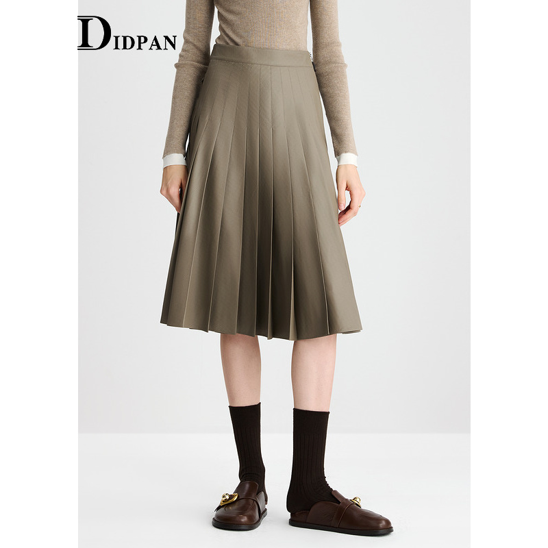 IDPAN女装百褶裙冬季新款商场同款时尚百搭通勤设计感a字伞裙