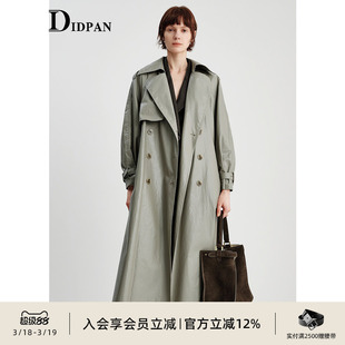气质通勤干练垂感外套女 时尚 IDPAN双排扣大翻领廓形风衣冬季 新款