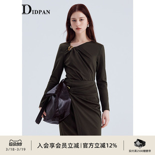 显瘦高级感通勤 斜领设计修身 IDPAN长袖 针织扭结上衣女26年春新款