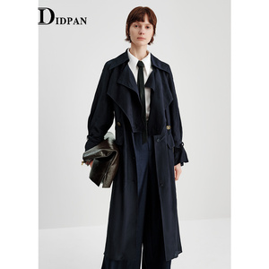 IDPAN女装风衣式连衣裙春季新款气质翻领时尚干练通勤长外套