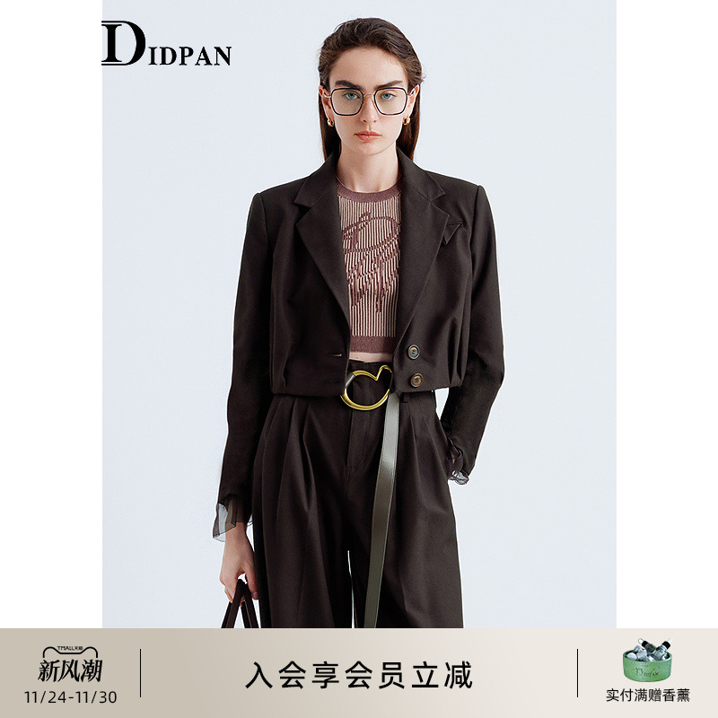IDPAN干练高智风短款休闲西装外套独特漂亮小西服2025秋季新款