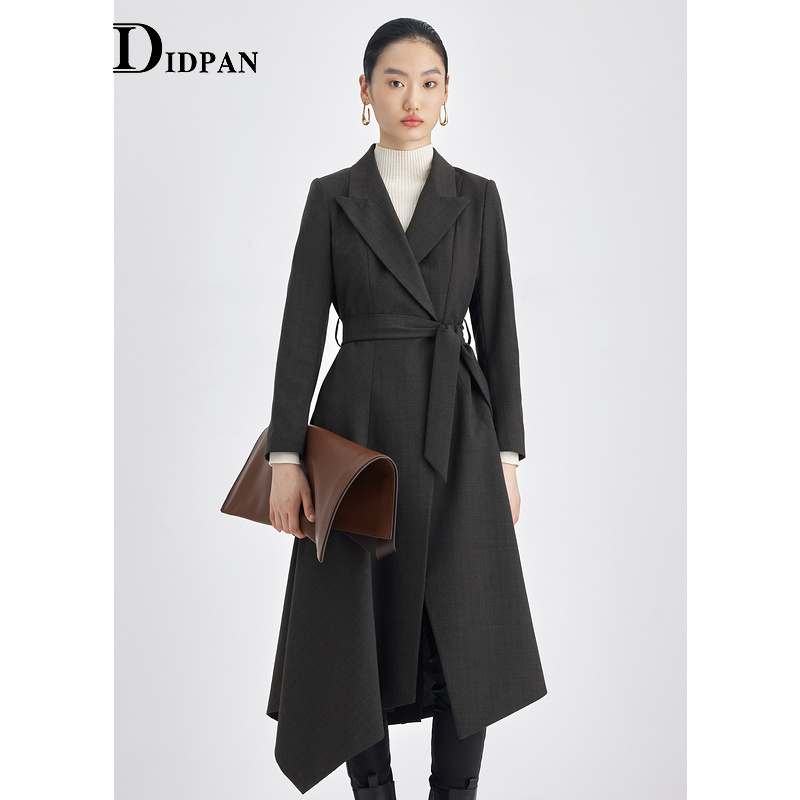 IDPAN下摆不对称通勤大衣外套