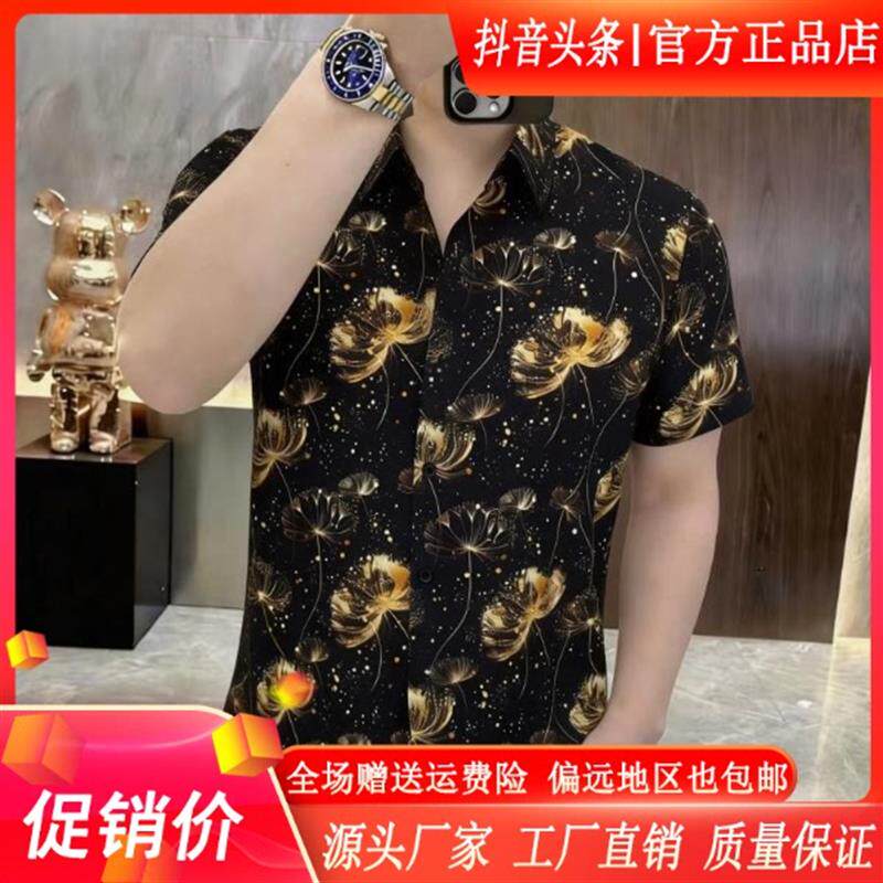 师凯服饰Amphelisia男士夏季新款翻领短袖休闲痞帅夏季透气衬衫