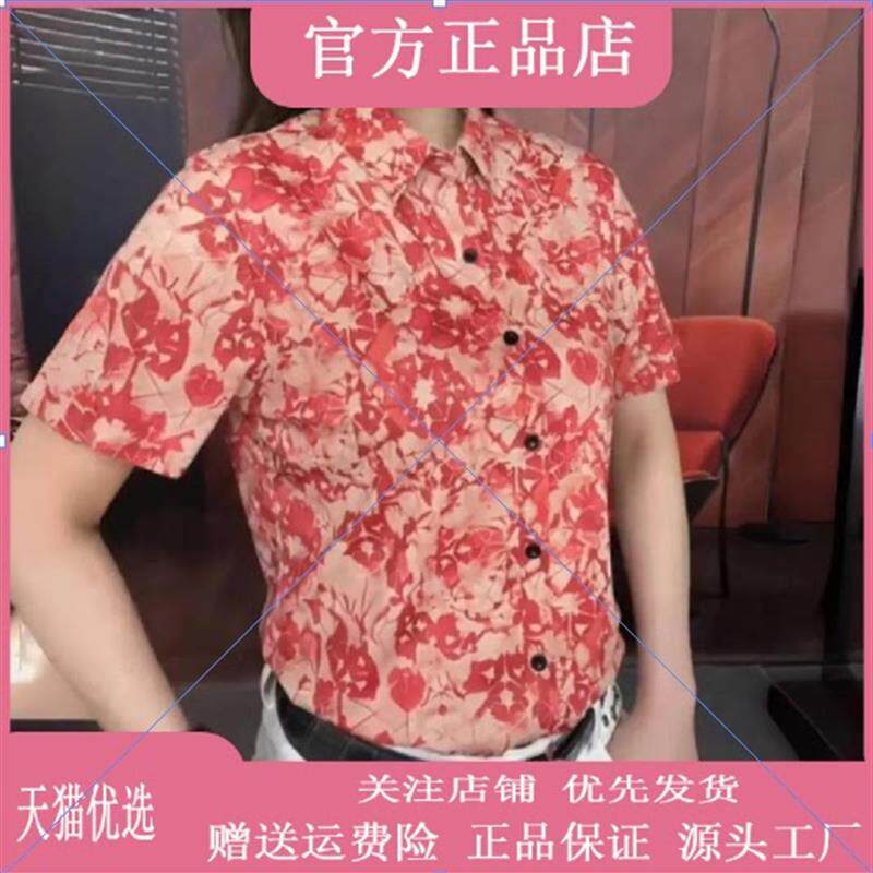 绅度轩服饰2026新款男士短袖常规款衬衫夏季复古花朵时尚韩版衬衫