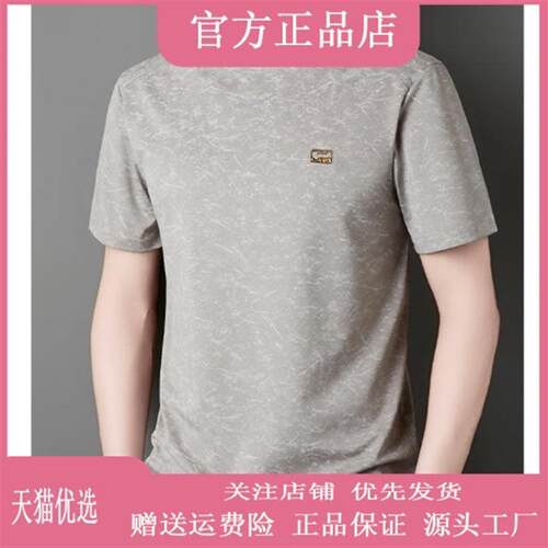 九英尺专柜品质新款男士短袖T恤简约百搭圆领夏季冰丝薄款上衣