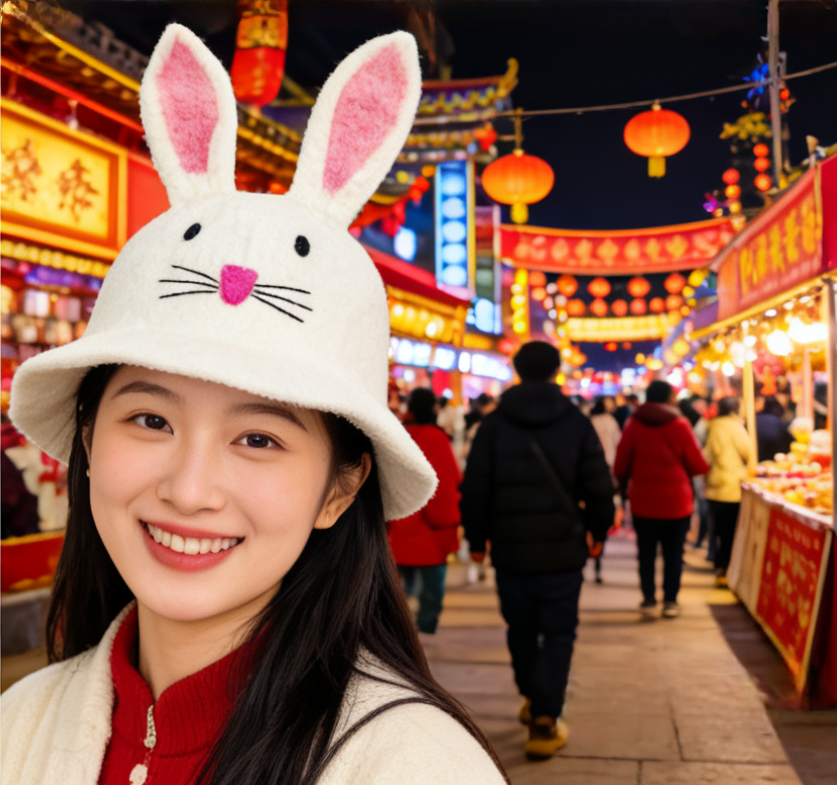 美利奴羊毛手工制作毛毡小动物帽子可爱亲子款麋鹿小兔子男女同款